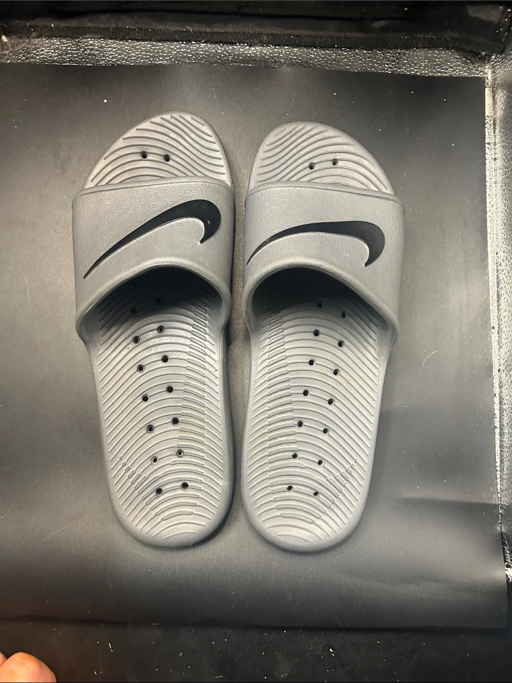Nike Kids Gray Slide Sandals with Swoosh